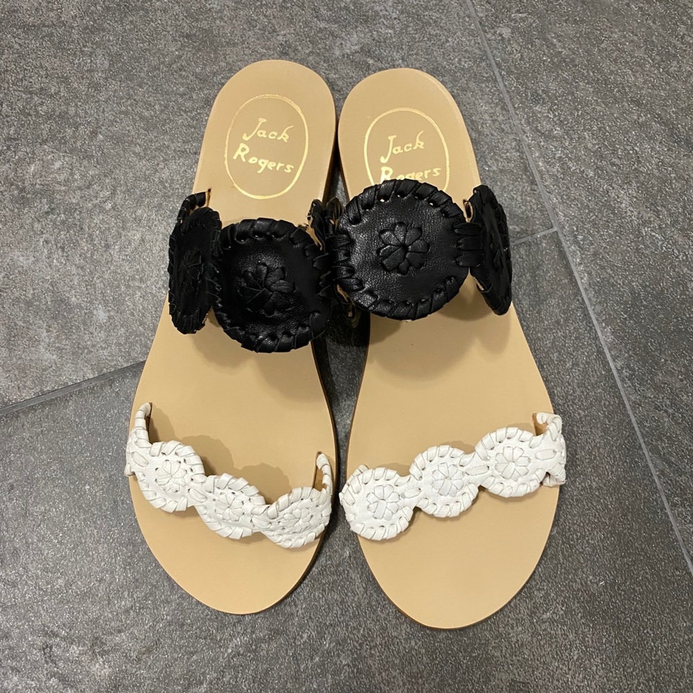 Jack Rogers Lauren Sandal Black and White